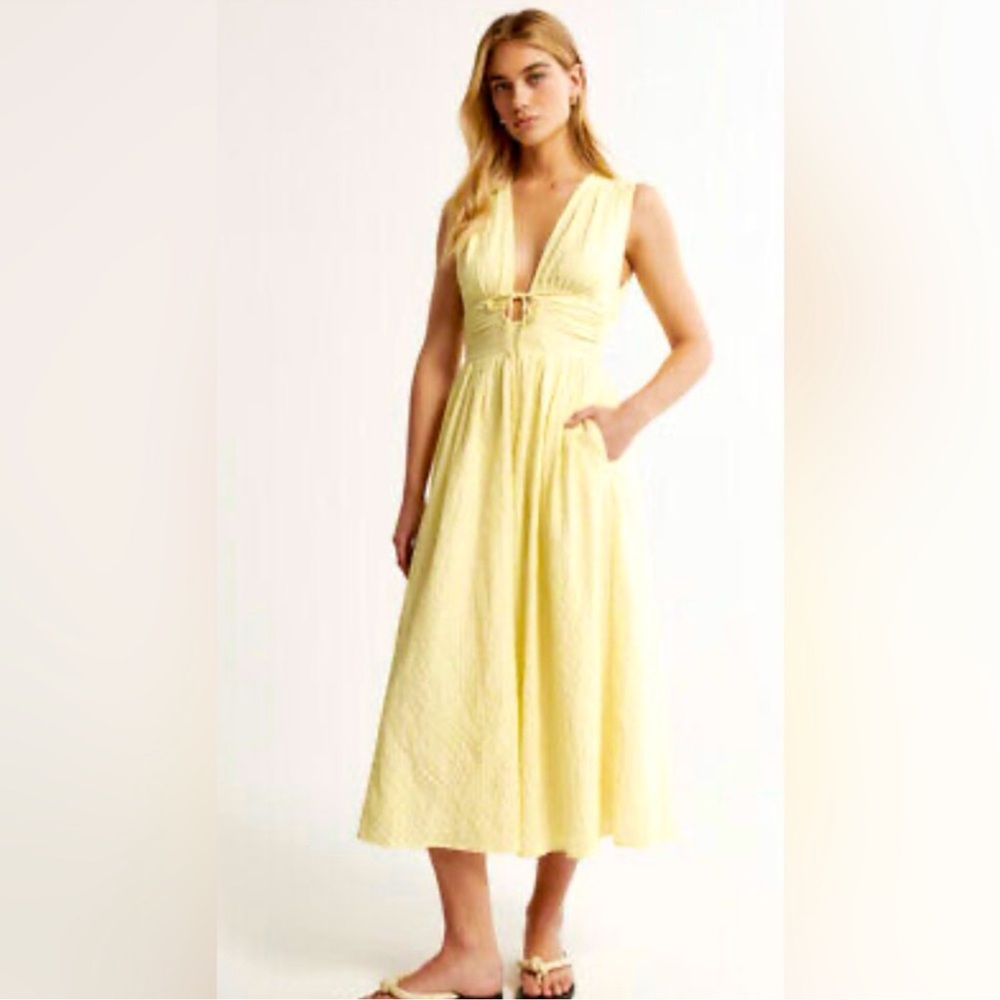 Abercrombie & Fitch Yellow Maxi Seersucker Dress